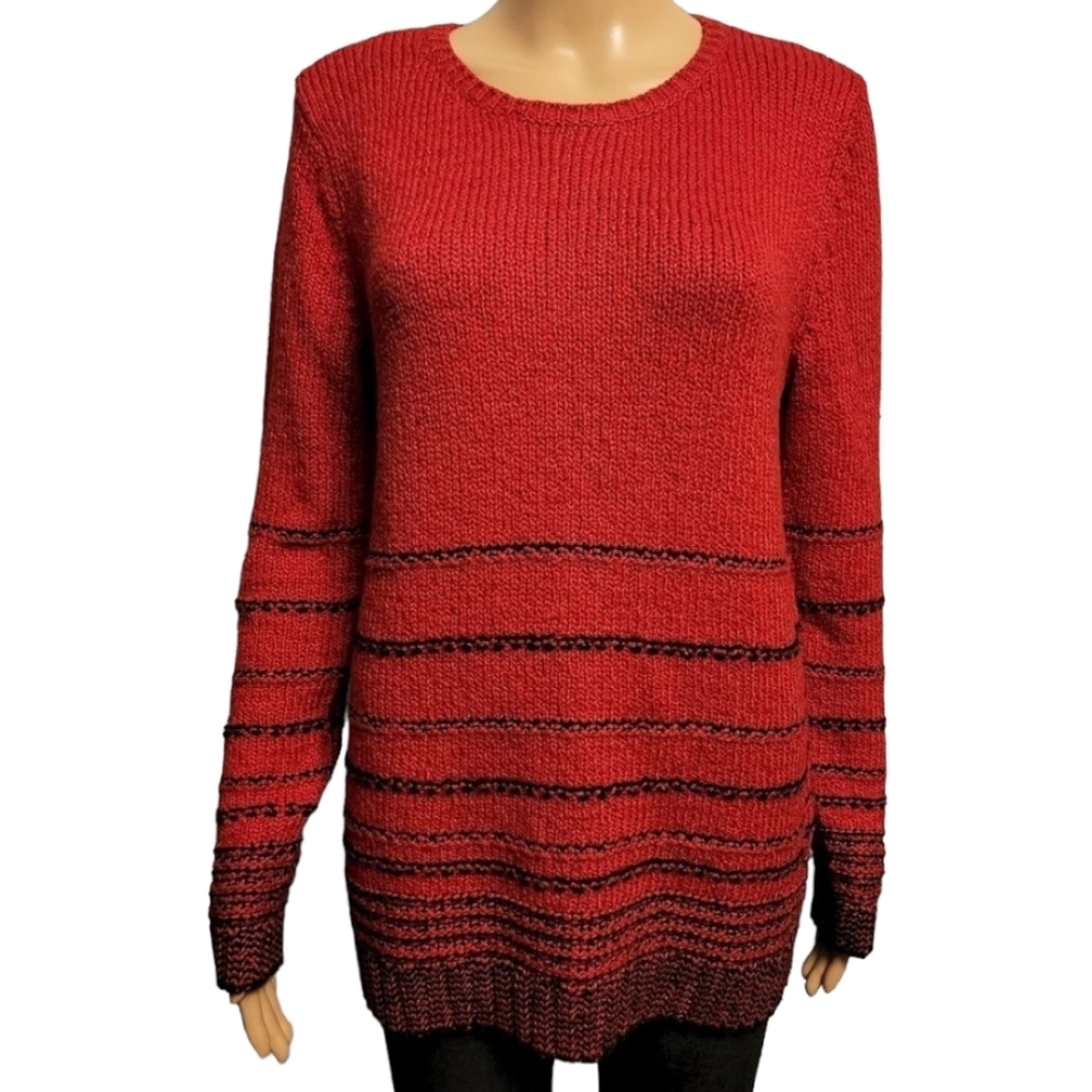 J. Jill Red and Black Loose Fit Sweater Size XS